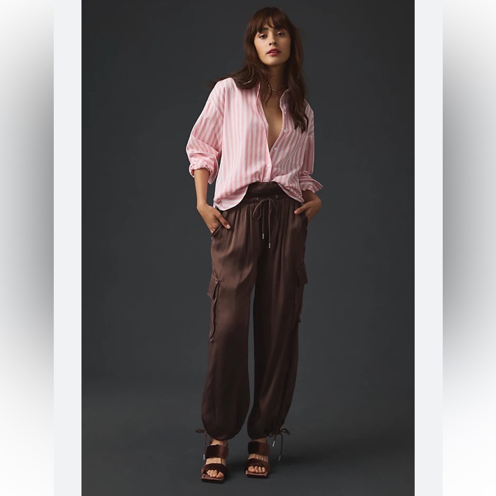 Anthropologie. NWT. Size 2. Brown Satin Parachute Pants.